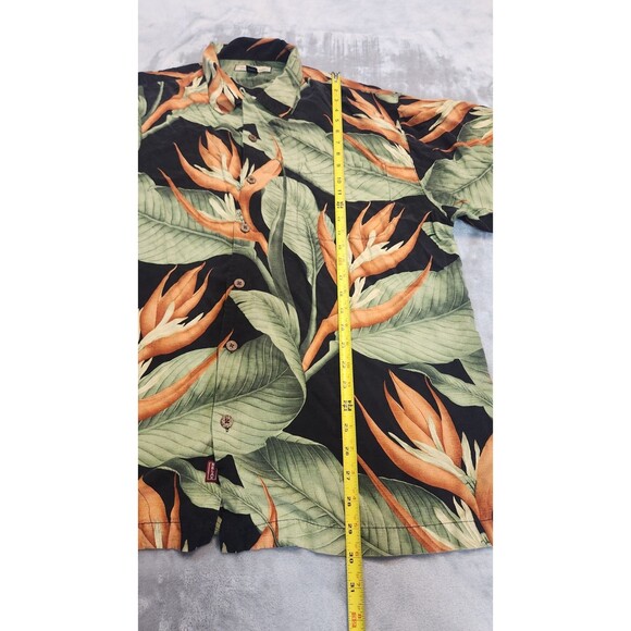 Tommy Bahama Men's XL Black 100% Silk Floral Leaves Button Down Shirt - Picture 4 of 6